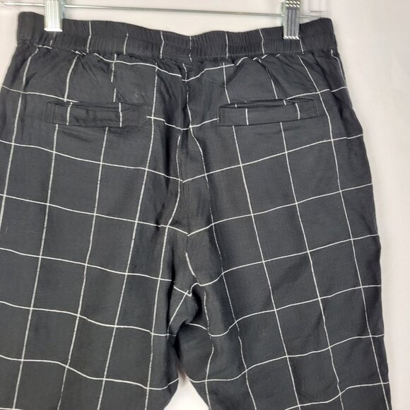Marine Layer Pants Women's XS Black White Grid Pattern Plaid Cropped Pull-On - Picture 10 of 12